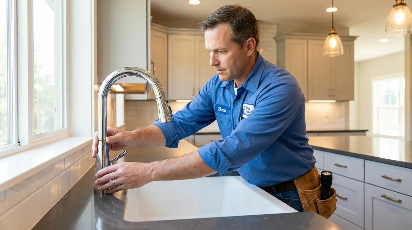 Kitchen faucet installation by Johns Plumbing LLC in Raynham